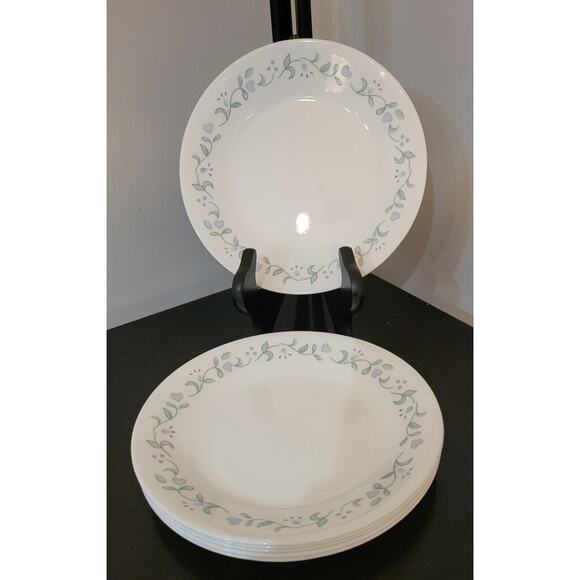 Corelle Country Cottage (Set of 6) Bread Plates 6 5/8" White Green/Blue Hearts - Picture 2 of 10